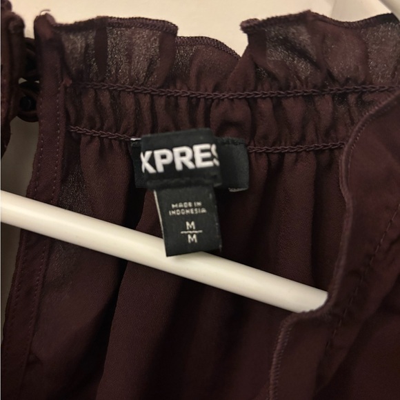 Express Maroon Ruffle Neck Blouse - Picture 3 of 3